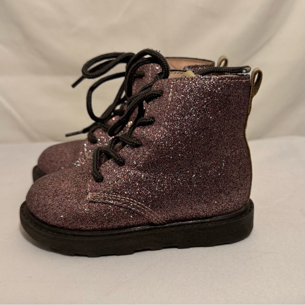 Carter’s ZOLA Pink Glitter Multi Lace Up Zip Combat Boots Toddler Girls Size 7C - Picture 2 of 8